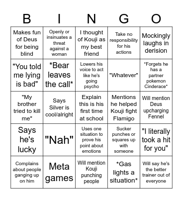 Damian Bingo Card