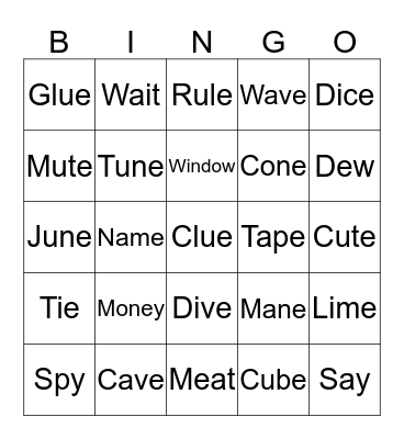TOMMY'S COOL BINGO GAME Bingo Card
