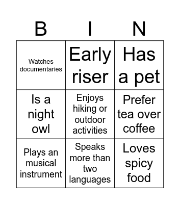 Know-your-Kakis Bingo Card