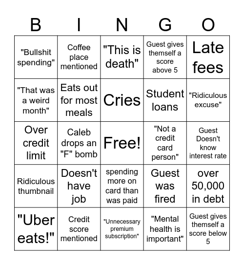 Financial Audit Bingo Card