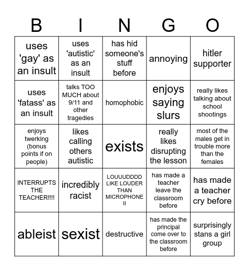 CLASSMATES Bingo Card