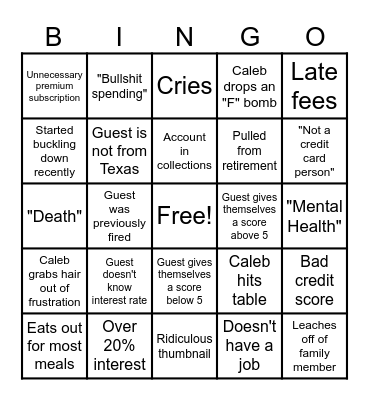 Financial Audit Bingo Card