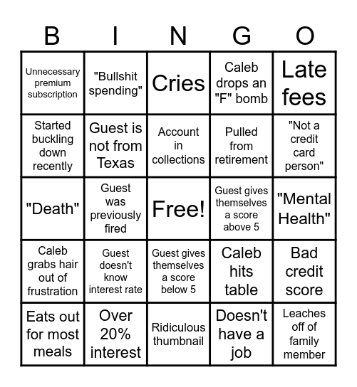 Financial Audit Bingo Card