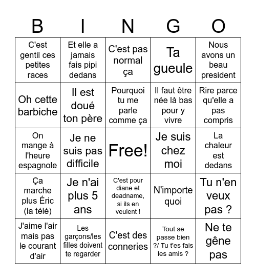 Mamie bingo Card