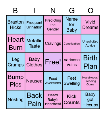 Pregnancy BINGO! Bingo Card