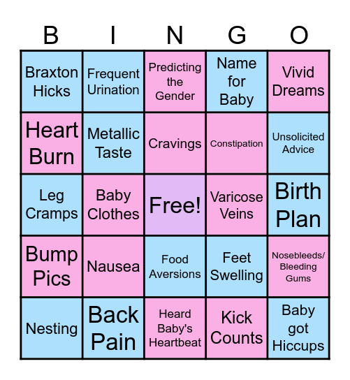 Pregnancy BINGO! Bingo Card