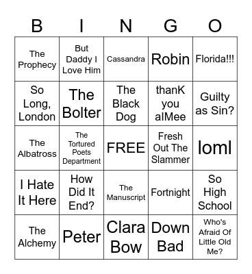 TS TTPD BINGO Card