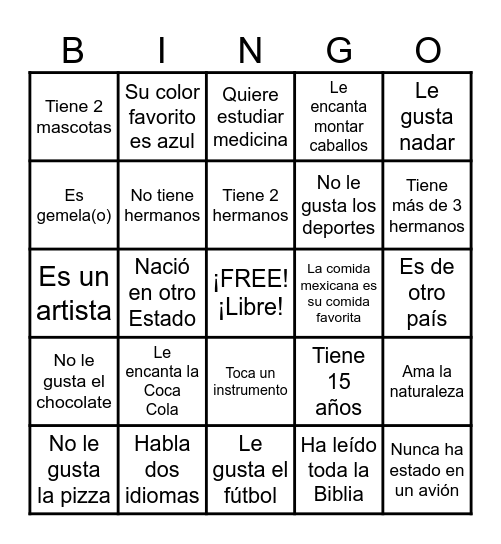 Busca una persona que.... Bingo Card