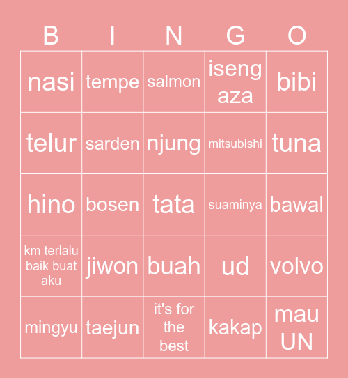 njung's Bingo Card