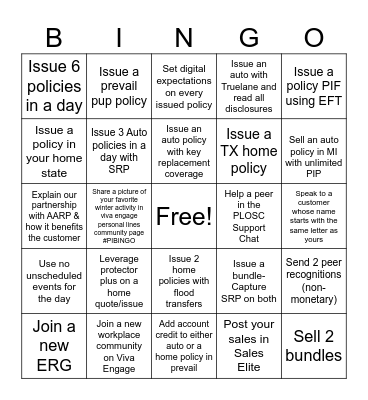 PI Sales Bingo Card