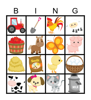 farm Bingo Card