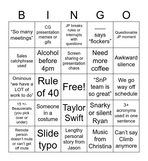Flock 2024 Bingo Card