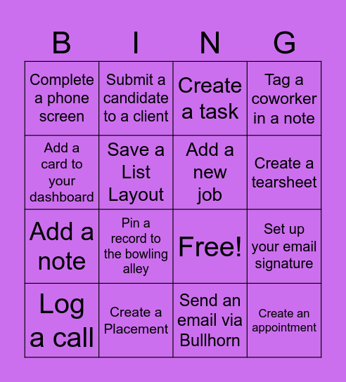 Bullhorn H Bingo Card