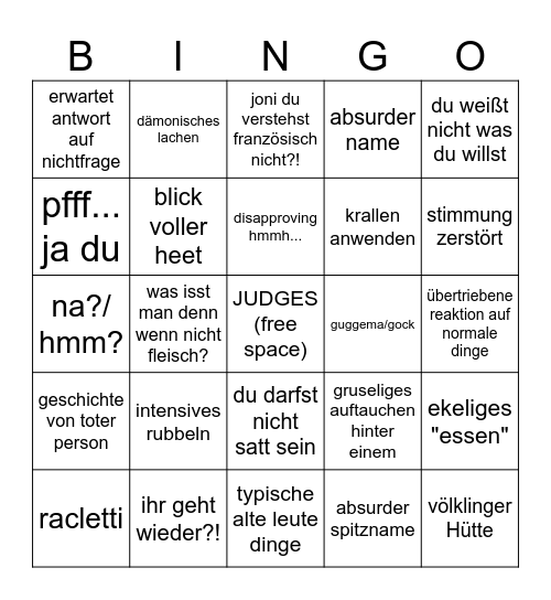 Oma Gigges Bingo Card