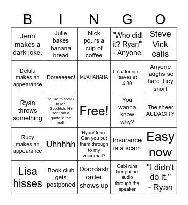 GWI OFFICE BINGO Card