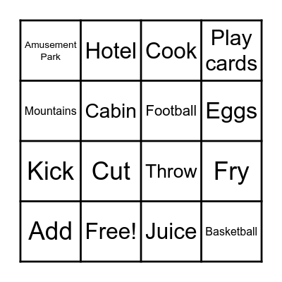 Vocabulary Bingo Card