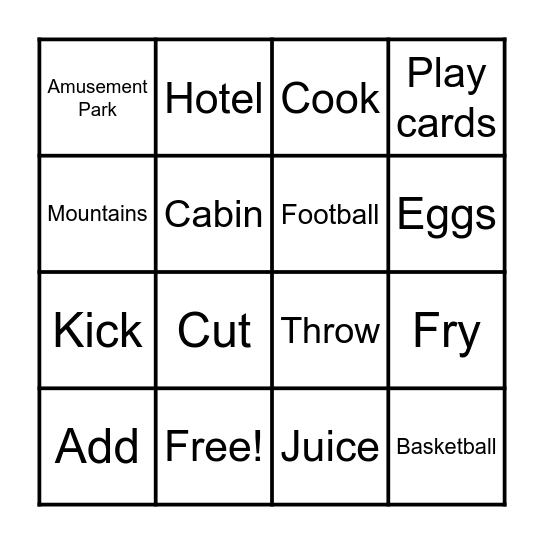 Vocabulary Bingo Card