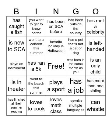 Find Someone Who... Bingo Card