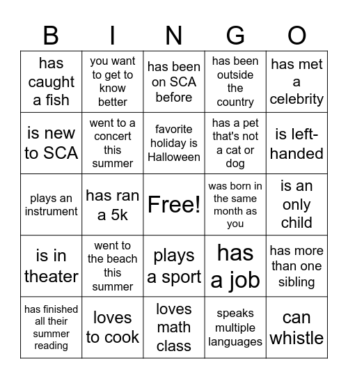 Find Someone Who... Bingo Card