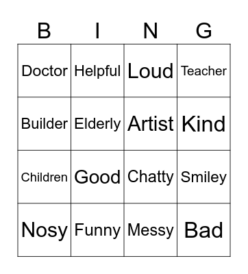 Neighbours Bingo Card