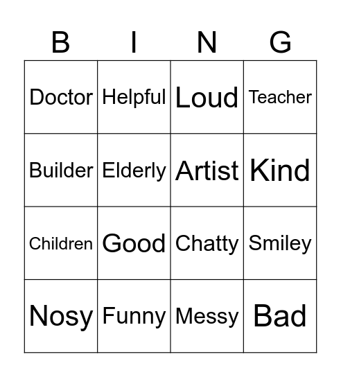 Neighbours Bingo Card