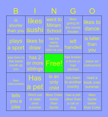 Find Someone Who Bingo Card