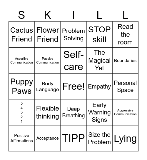 SKILL REVIEW BINGO Card