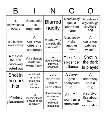 SURVIVOR S47 Bingo Card