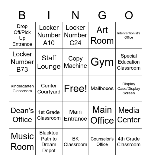 New Wacousta Bingo Card