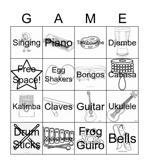 Instrument Bingo Card