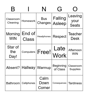 Rules and Expectations Bingo! Bingo Card