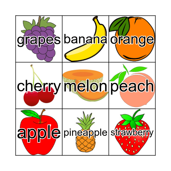 Fruit Bingo Card