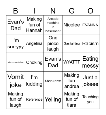 Kevin’s Bullcrap Bingo Card