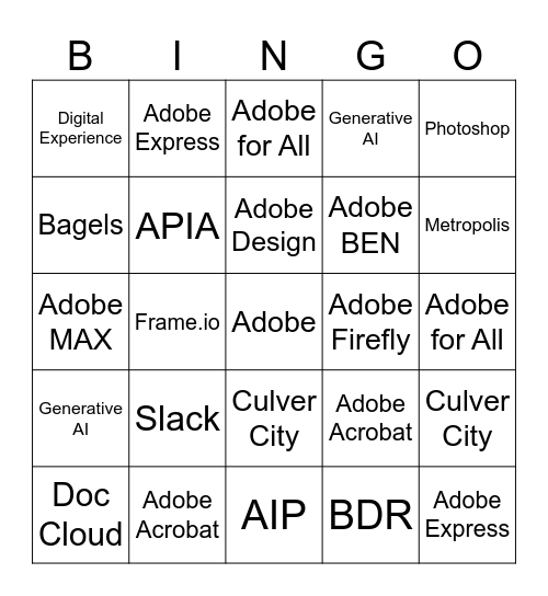 Adobe Bingo Card