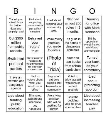 Tricia Cotham Bingo Card