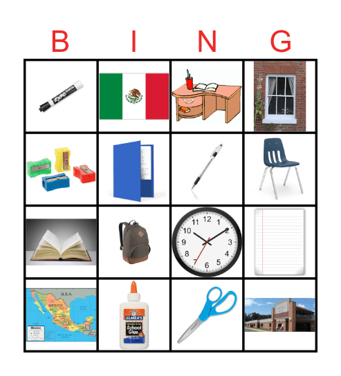 La escuela Bingo Card