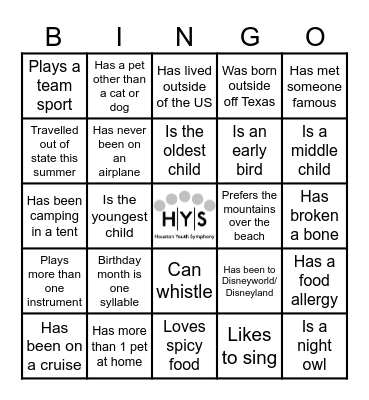 HYS Ice Breakers Bingo Card