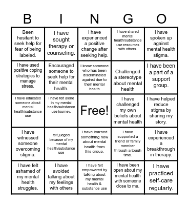 Stigma Buster Bingo Card