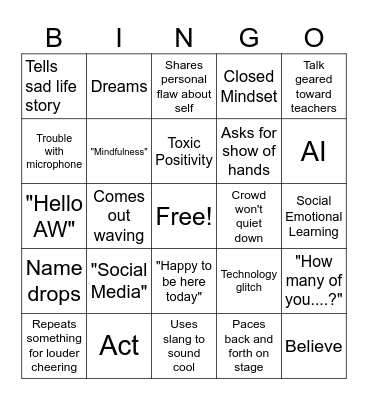 Speaker Bingo Card