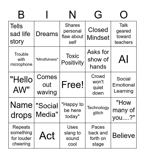 Speaker Bingo Card