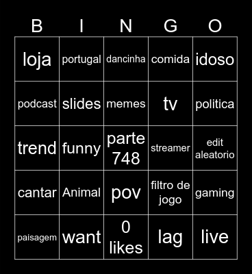 TIKTOK BINGO Card