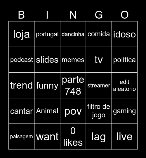 TIKTOK BINGO Card