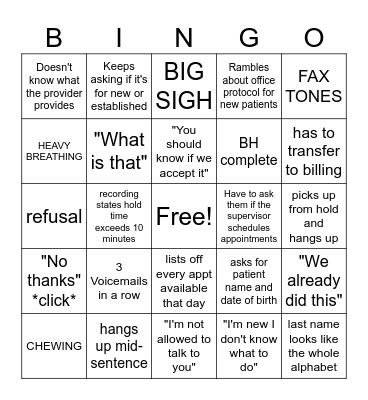 Pain in the Brain BINGO Card