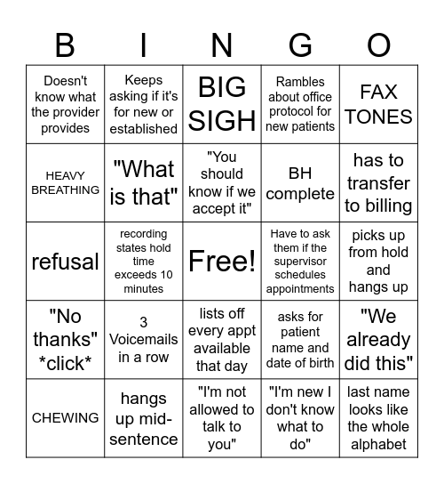 Pain in the Brain BINGO Card