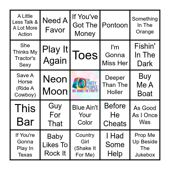 The Party People Music Bingo Card