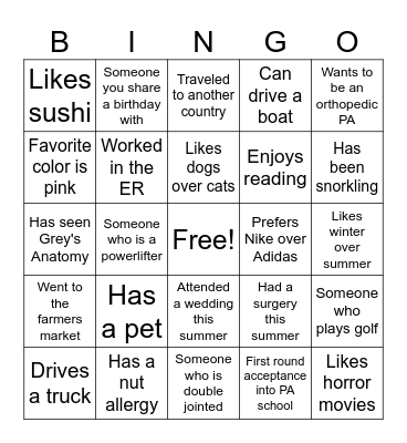 Find Someone Who... Bingo Card