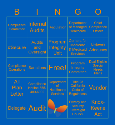 HPSJ/MVHP Compliance Week Bingo Card