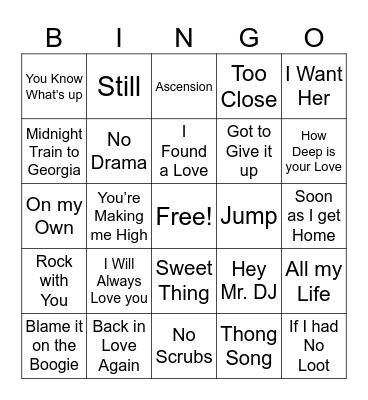 M U S I C Bingo Card