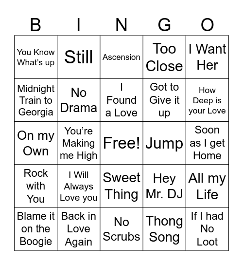 M U S I C Bingo Card