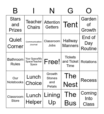 Classroom Rules Bingo Card